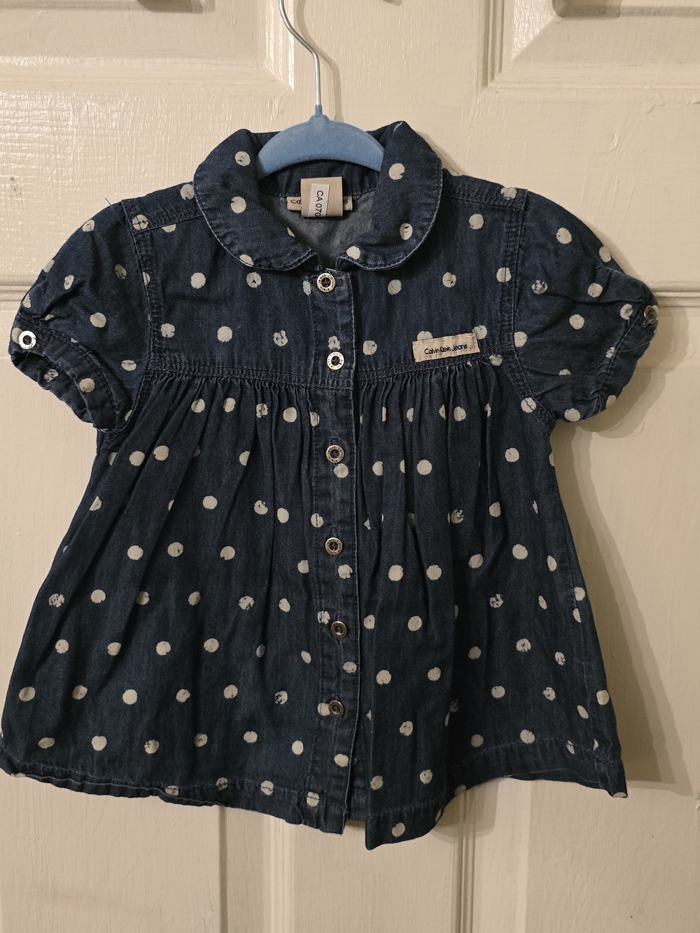 Calvin Klein Jeans Dark Blue Polka Dot Button-Up Girl's Top